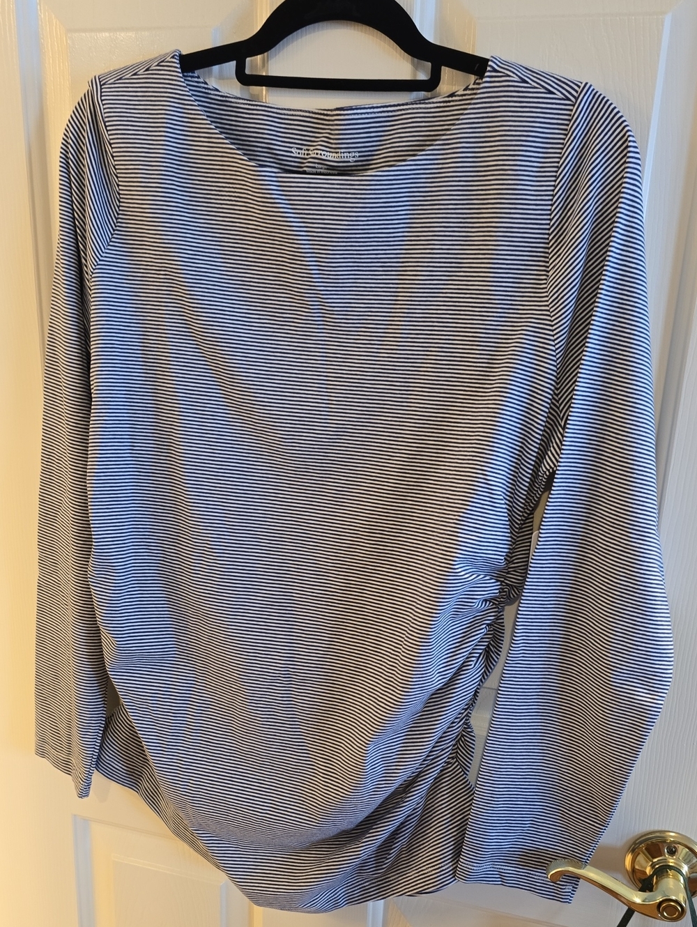 Soft Surroundings Navy and White Striped Long-Sleeve Top